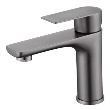 Imagem de Sumerain Torneira para pia de banheiro, torneira de lavatório, aço inoxidável 304, furo único, alça única, cinza