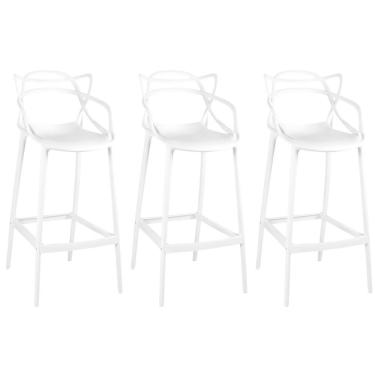 Imagem de Kit 3 Banqueta Alta Allegra Com Encosto Design Cozinha/bancada - Branco