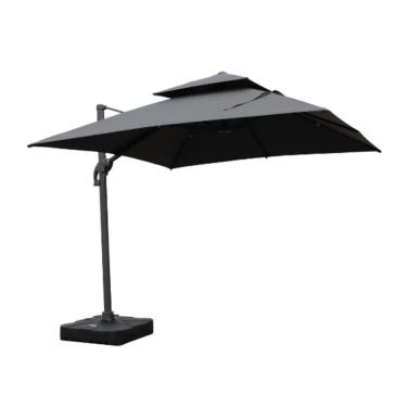 Imagem de Ombrelone Lateral Com Base 150 Lt Hdpe Tulum Rivatti 300 Cm (larg) Alumínio Capa Poliéster Grafite