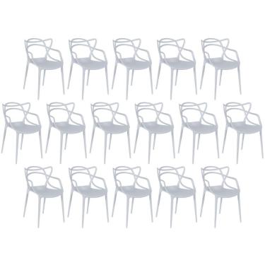 Imagem de Kit 16 Cadeiras De Jantar Allegra Design Empilhável - Cinza