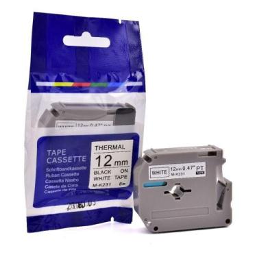 Imagem de Fita Compatível M-231 Para Rotuladores Brother Preto sobre Branco 12mm