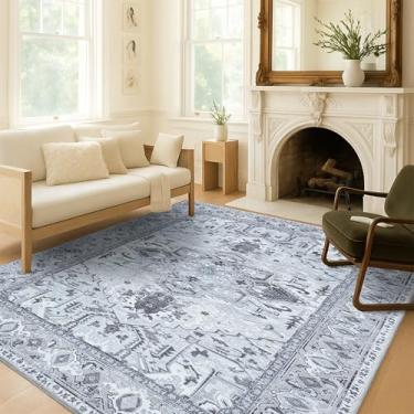 Imagem de Fame Living Tapete de área lavável. Casa de fazenda moderna. Vintage. Turco. Boêmio. Atirado. Oriental. Tradicional. Tapetes para sala de estar. Jantar. Quarto. Escritório. Entrada. Foyer. (861GG, 5