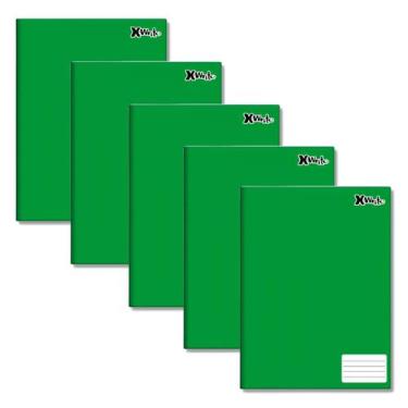 Imagem de Kit 5 Cadernos de brochura Grande 96 folhas 200x275mm Verde - Máxima