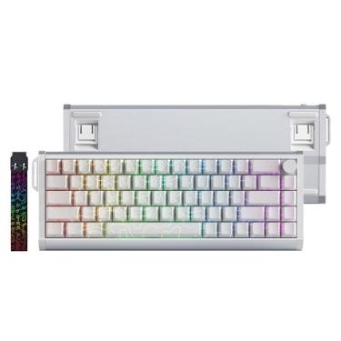 Imagem de MOLGRIA Teclado para jogos SKYLOONG 60% alumínio, teclado mecânico retroiluminado RGB com fio GK68 HE USB com teclado de linha de contorno de impressão virada para o sul e junta multicamadas de botão