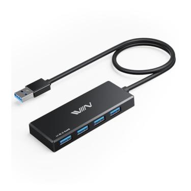 Imagem de Hub USB 3.0, extensor divisor USB de 4 portas, adaptador portátil, hub de dados multiportas para laptop, Xbox, pen drive, HDD, console, câmera, teclado, mouse, Windows, Mac OS PC, não projetado para