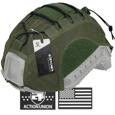 Imagem de ACTIONUNION Capa de capacete tático Airsoft de malha respirável para capacete PJ/BJ/MH (OD)
