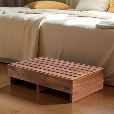 Imagem de Buruis Plataforma De Madeira Com 6,5" De Altura, Degraus Externos Com Almofadas Antiderrapantes Para Idosos, Bancos De Madeira De Acácia Para Adultos, Banco Para Cama, Banheiro, Cozinha, Jardim, Aux