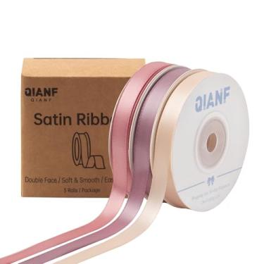 Imagem de QIANF Fita de cetim dupla face Dusty Rose 9,5 cm x 40 metros rosa champanhe/ouro rosa/malva fita de tecido para embrulhar presentes, buquês de flores, fazer laços, decoração de casamento (3 rolos x 15
