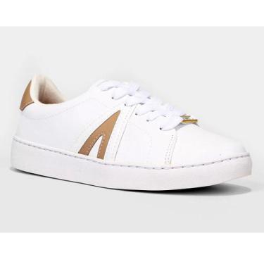 Imagem de Tênis Vizzano Casual Cano Baixo Feminino - Branco e Bege, 37