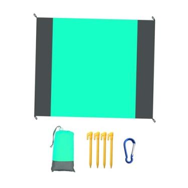 Imagem de Fenteer Cobertor de praia, cobertor de multiuso de 78,74 polegadas x 82,68 polegadas, tapete de para família ao ar livre, esteira para, Verde Cinza