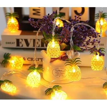 Imagem de SHANJIA Cordão de luzes de Natal, 2 m, 20 LEDs, corda de luzes de fio de cobre da Páscoa, funciona com bateria para quarto, varanda, jardim, festa DIY, decoração de casa (abacaxi)