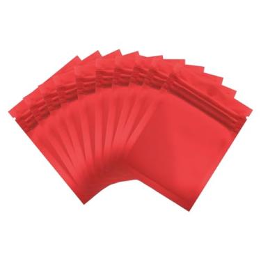 Imagem de PATIKIL Sacos de embalagem resseláveis para pequenas empresas, 100 peças 2 x 7,6 cm, sacos à prova de cheiros foscos, alumínio selável, bolsa plana com zíper para armazenamento de alimentos, vermelho