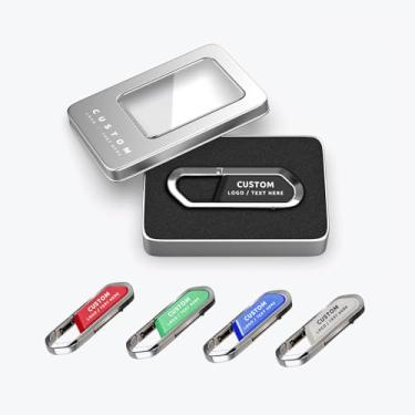 Imagem de Pen drive USB personalizado, pacote com 50 unidades de metal personalizado, pen drive USB 2.0 com gancho, ideal para presentes corporativos, eventos de negócios e brindes promocionais (128 MB, com