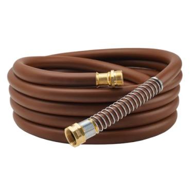 Imagem de Guitrees Mangueira de jardim 25FT x 5/20.3 cm, mangueira de borracha resistente, mangueira de água com trança de cinco camadas, acessórios macho para fêmea, explosão de 1000 PSI, funcionamento de 300