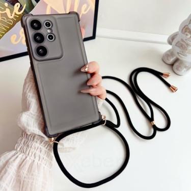 Imagem de Capa para Samsung A55 5G, cordão transversal, magnético fosco, com cordão para carregamento sem fio (para Samsung A55 5G/preto)