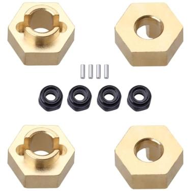 Imagem de Hobbypark Cubos sextavados de roda de latão (4) e porcas (4) para Axial SCX24 AXI90081 peças de upgrades 1/24 RC Crawler Car Truck