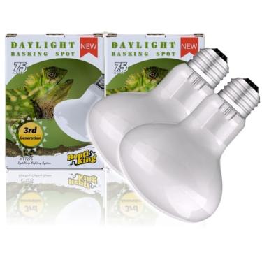 Imagem de ReptiKing Lâmpada de calor para répteis, ponto de aquecimento de luz do dia, dragão barbudo/tartaruga/lagartixa/lagartixa, lâmpada de calor UVA, luz de frade para répteis (pacote com 2 unidades, ponto