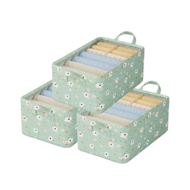Imagem de Caixa Organizadora com Tampa Transparente e Estampa Floral Verde, Estrutura em Aço Resistente, Tecido Oxford - Ideal para Organizar Roupas, Brinquedos e Mais (Sem capa, 3 Peças)