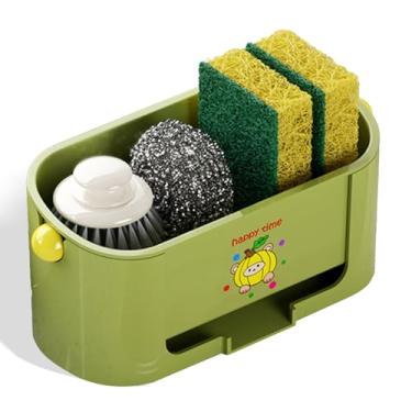 Imagem de Organizador de pia de cozinha, dispensador de sabão e suporte de esponja, armazenamento prático de cozinha e acessório decorativo (verde)