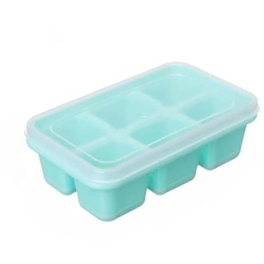 Imagem de Forma de Gelo Retangular Com 6 Divisórias Plástico Bandeja De Silicone Para Cubos De Gelo Com Tampa(1)