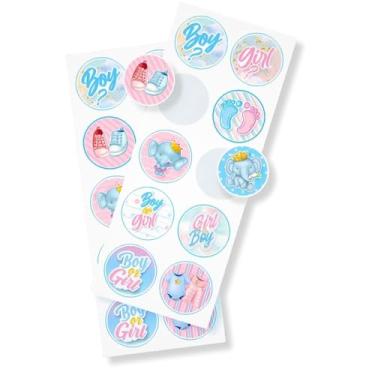 Imagem de 20 Adesivo Chá Revelação Cromos Enfeite Decoração Figurinhas