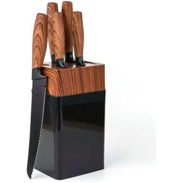 Imagem de Conjunto De Facas Com Cepo 6 Peças Corte Preciso E Praticidade Na Sua Cozinha