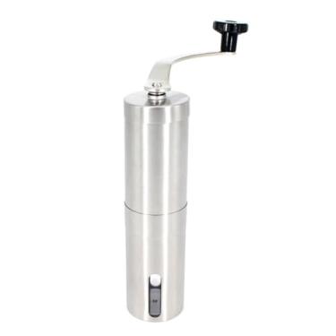 Imagem de WZZHHJ Moedor de café manual de aço inoxidável — lavável em todo o corpo, rebarba de cerâmica e moagem ajustável, alça removível e portátil compacto — casa, viagem, escritório, acampamento (P)