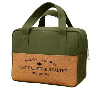 Imagem de Bolsa Térmica Premium para Alimentos, em Tecido Resistente, Interior Isolante, com Detalhe em Cortiça (Verde)