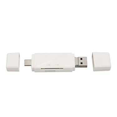 Imagem de Leitor de Cartão de Memória, 3 Em 1 Leitor de Cartão de Armazenamento USB 3 Conector USB Ultrafino Portátil USB C USB 3.0 ABS Interface MICRO USB para Telefone (Branco)