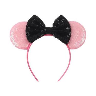 Imagem de Tiara De Orelhas De Rato Com Lantejoulas E Laço Para Meninas Com Pérol