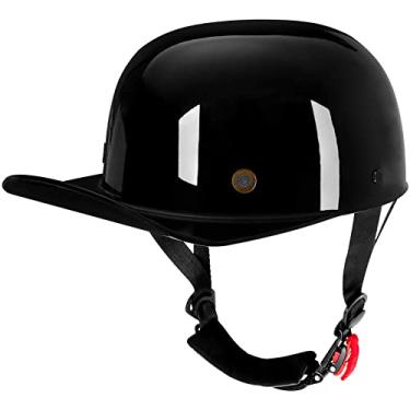 Imagem de Yesmotor Boné Estilo Beisebol Retrô Para Motocicleta Unissex-Adulto - Aprovado Pelo Dot (Preto Claro, M)