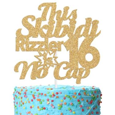 Imagem de This Skibidi Rizzler is 16 No Cap Cake Topper, Bro I'm 16, Funny Modern Z 16 Years old Cake Decor, 16th Birthday Party Decoration Supplies, Gold Glitter