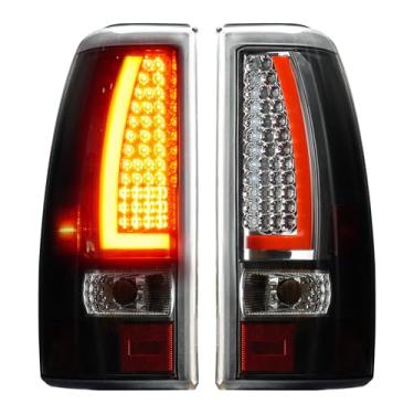 Imagem de Bomusou Conjunto de luz traseira de LED adequado para GMC Sierra 1500 2500 HD Fleetside 1999-2003, para Chevy Silverado 1500 2500 HD 1999-2002, par de luzes de freio, lente transparente