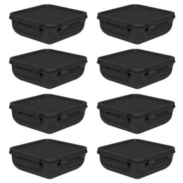 Imagem de 8x Pote Marmita com Divisória Hermética OU Marmitou Preta