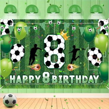 Imagem de Banner de decorações de festa de aniversário de 8 anos de futebol - RU