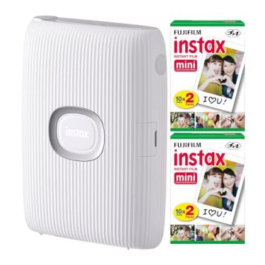 Imagem de Impressora instantânea para smartphone Fujifilm Instax Mini Link 2 Branca (clay white), pacote de filmes Fujifilm Instax Mini Twin (40 poses)