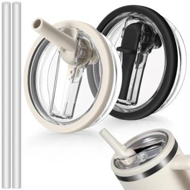 Imagem de 2 peças de tampa de canudo dobrável à prova de vazamento de 1,134 g, compatível com copo Stanley Quencher, caneca de água de 1,134 g, capa à prova de derramamento, substituição perfeita para Stanley