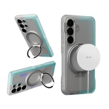 Imagem de PLES Capa para Galaxy S25 Plus, suporte de anel ARCHE 360 graus twoface, não amarela, antiimpressões digitais, capa de proteção à prova de choque, antiarranhões (prata, Galaxy S25 Plus)