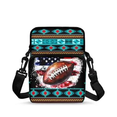 Imagem de Ecaestolph Bolsa tiracolo feminina pequena carteiro tiracolo bolsa transversal bolsa de armazenamento bolsa, Bandeira de futebol americano, tribo ética, azul, One Size