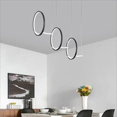 Imagem de Lustres, 64W Led Dimmistrip Luz Restaurante Luzes Modernas Personalidade Círculo Hangilights Norte Europa Liviroom Controle Remoto Lustre Luminária