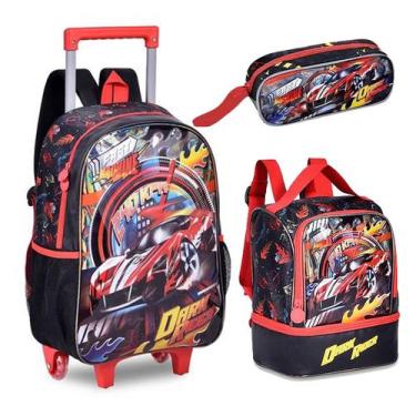 Imagem de Kit Mochila Infantil Dark Racer Carro Lancheira Estojo Clio