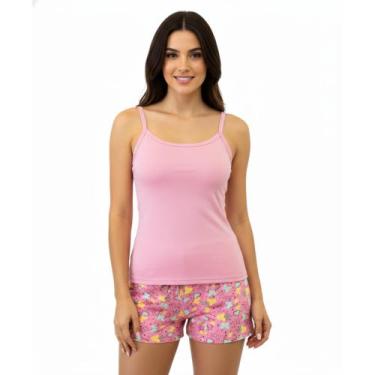 Imagem de Pijama Verão Algodão Estampado Super Estilo, Rosa, M