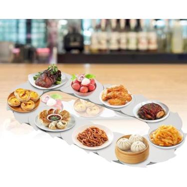 Imagem de Mesa Giratória De Alimentos Rotativa, Mesa De Jantar Ajustável Giratória Manual 360°, Prato De Servir Grande Rotativo Reutilizável Para Mesa, Trem De Comida Rotat, White, 1M/3.28FT