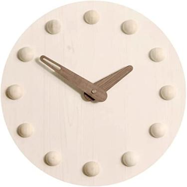 Imagem de Relógio de parede silencioso relógio de parede interno criativo relógio de parede redondo silencioso sem tique-taque moderno operado por bateria relógios de parede de madeira para quarto decoração de