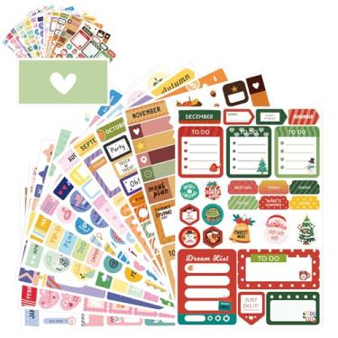 Imagem de Adesivos de planejador - 12 folhas adesivos de diário para mensal, semanal e diário, acessórios de planejador impressionantes para diários e calendários, acessórios essenciais para planejadores