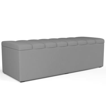 Imagem de Calçadeira Recamier Baú Para Cama De Casal Queen Dália 160x50 Cm W01 Facto Cinza - Lyam Decor