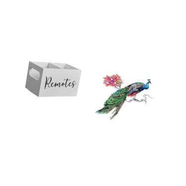 Imagem de Fenteer Suporte de Controle Remoto de Madeira Retrô E Organizador de Adesivos Decorativos de Parede em PVC para Sala de Estar, Cozinha, Sofá, TV, Plano de Fun