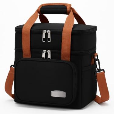 Imagem de Bolsa Térmica Grande para Faculdade, Trabalho e Viagem – Dupla Camada, Impermeável e Conservação Prolongada – Preta - Premium
