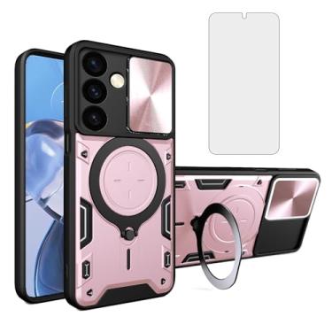 Imagem de Asuwish Capa de telefone para Samsung Galaxy S24 5G capa magnética para câmera deslizante com protetor de tela de vidro temperado e suporte de anel acessórios para celular híbrido fino S 24 24S GS24