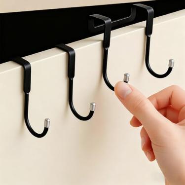 Imagem de 3 ganchos sobre armário, ganchos sobre a porta em forma de J, ganchos de toalha de cozinha de parede para armários armário armário porta gaveta gancho banheiro pendurado casaco roupas bolsas